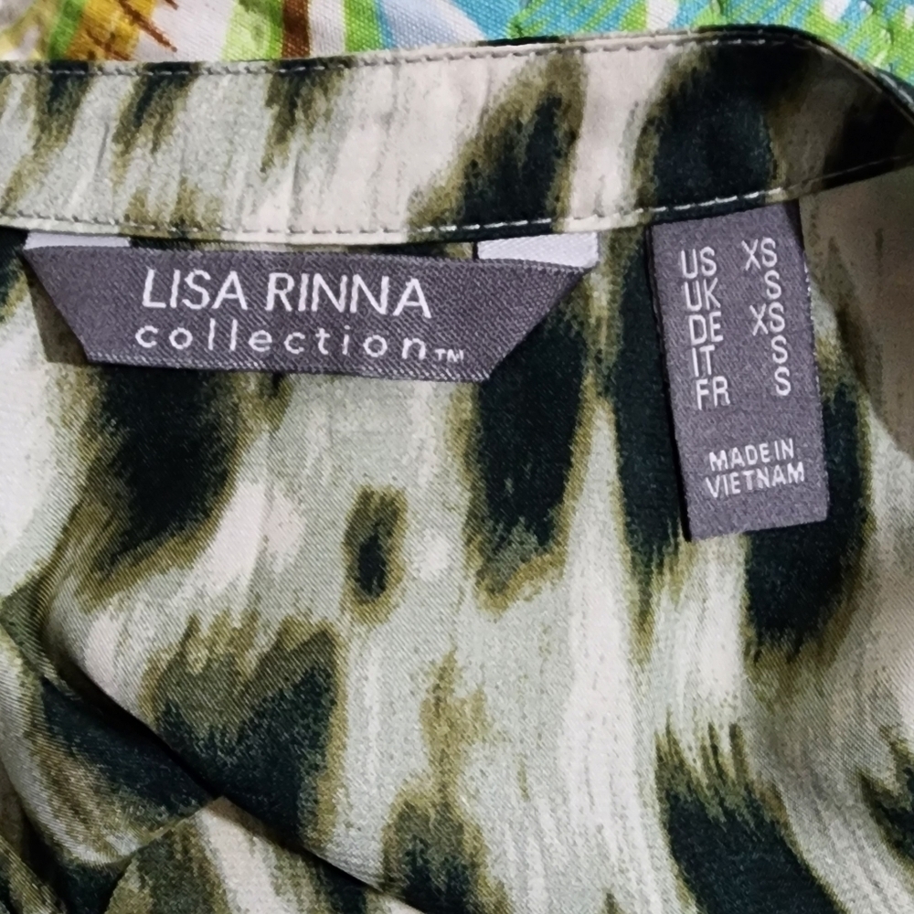 Lisa Rinna Collection Blouse Green and White Size XS - Picture 6 of 7